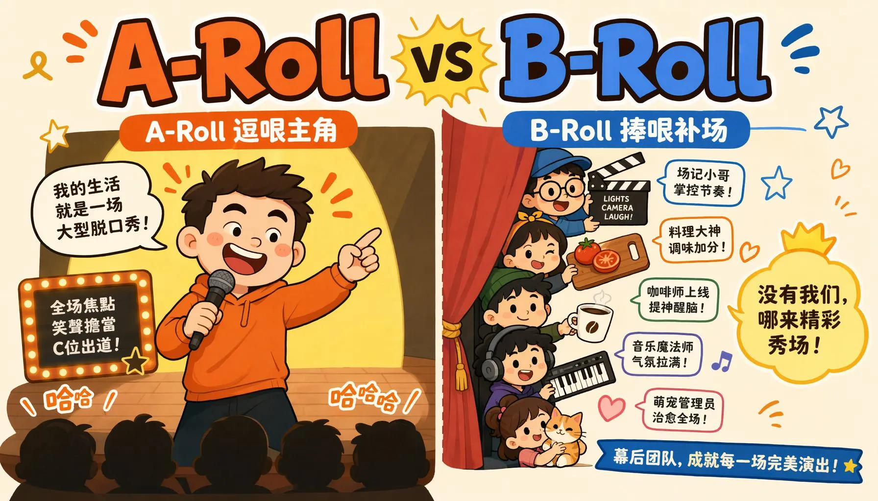 A-Roll vs B-Roll 概念对比