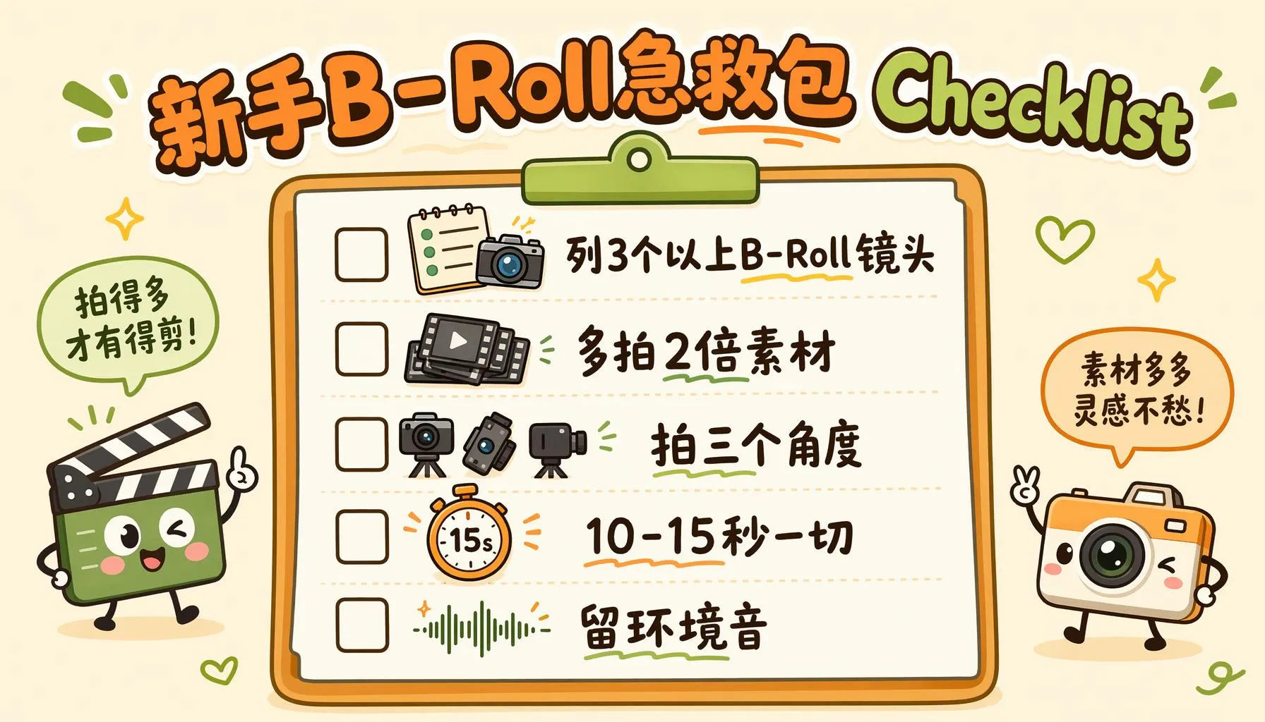B-Roll入门Checklist
